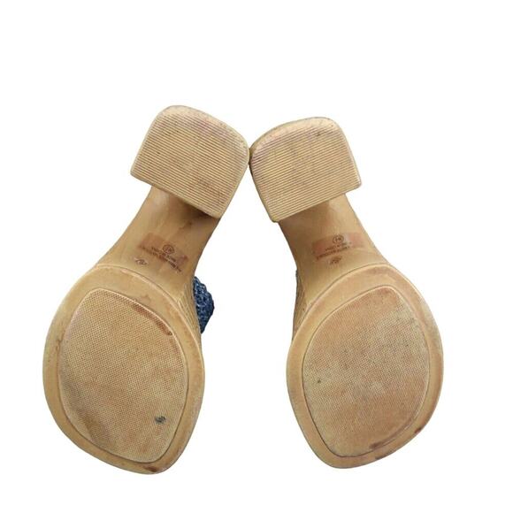 Soda Shoes Womens 8.5 Sandals Platform Block Heel Slide Woven 90s Y2k Going Out - Picture 11 of 13